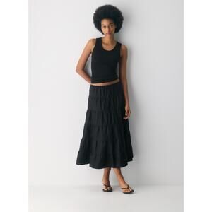 ARITZIA Wilfred Size XL Bouquet Black Linen Blend Maxi Skirt Tiered $148
